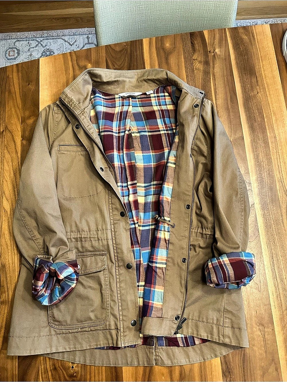L.L.Bean Women's Flannel Plaid Lined Chore Coat